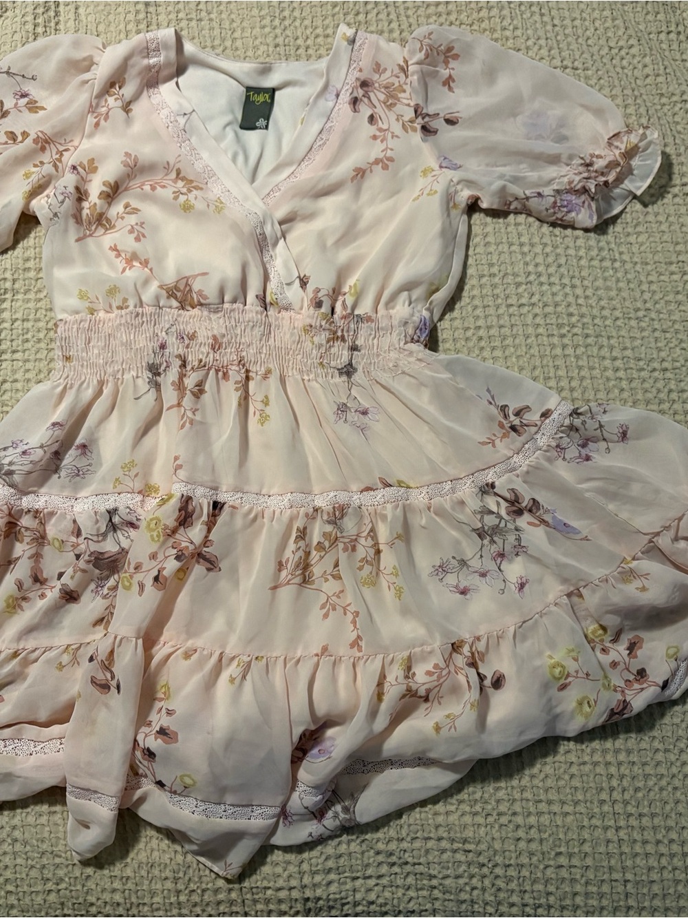 Taylor Light Pink Floral Ruffle Dress